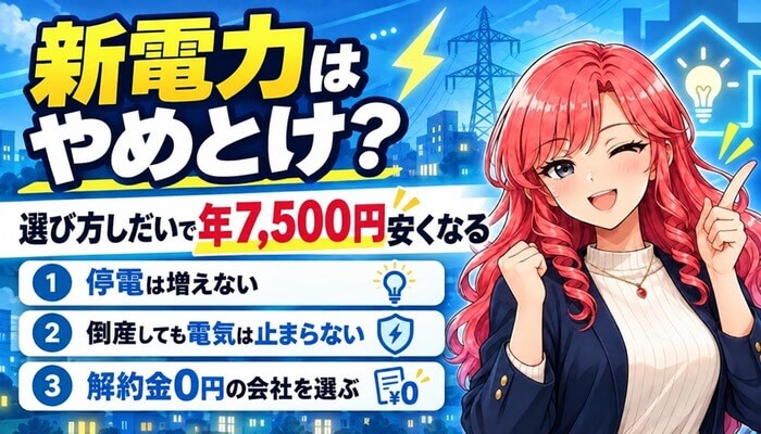 新電力はやめとけ？選び方しだいで年7,500円安くなる