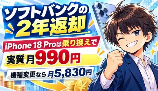 ソフトバンクの2年返却｜iPhone 18 Proは乗り換えで月990円