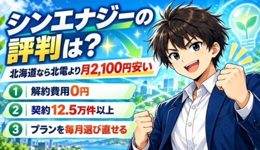 シンエナジーの評判は？北海道なら北電より月2,100円安い